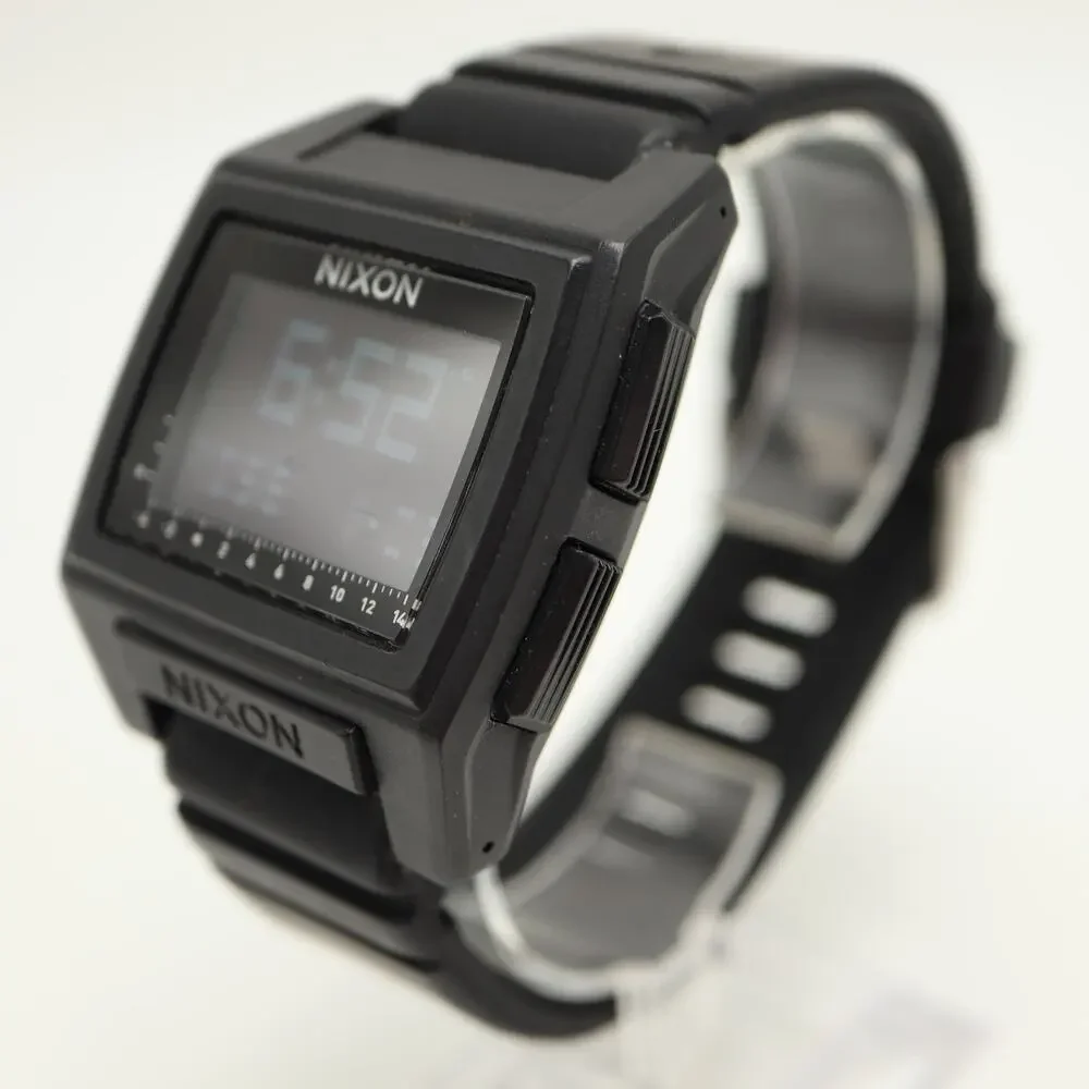 Nixon Base Tide Pro Black 42mm Digital Watch Sunrise Sunset Silicone New Battery